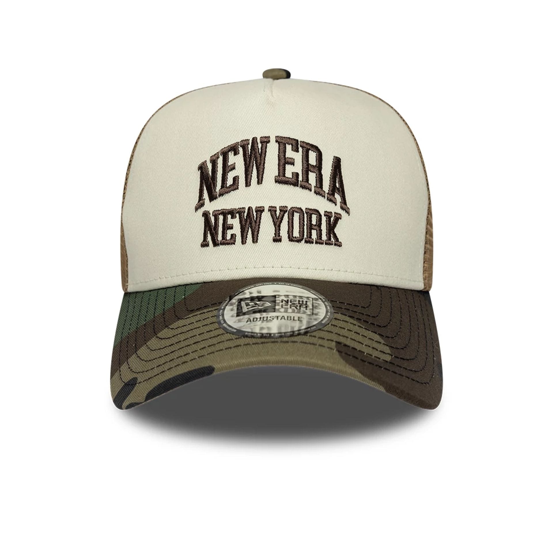 New Era Collegiate Beige 9FORTY A-Frame Trucker Adjustable Cap