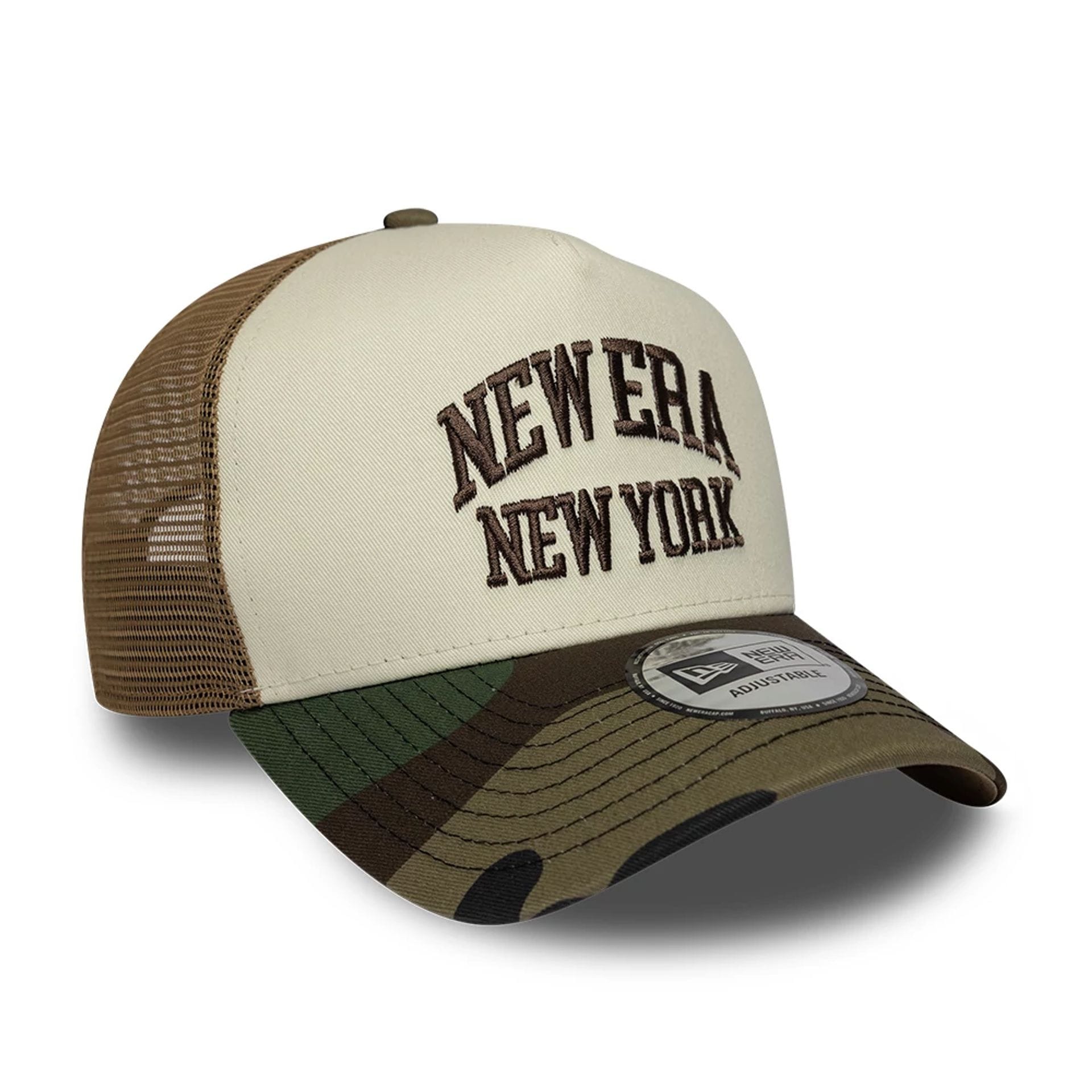 New Era Collegiate Beige 9FORTY A-Frame Trucker Adjustable Cap