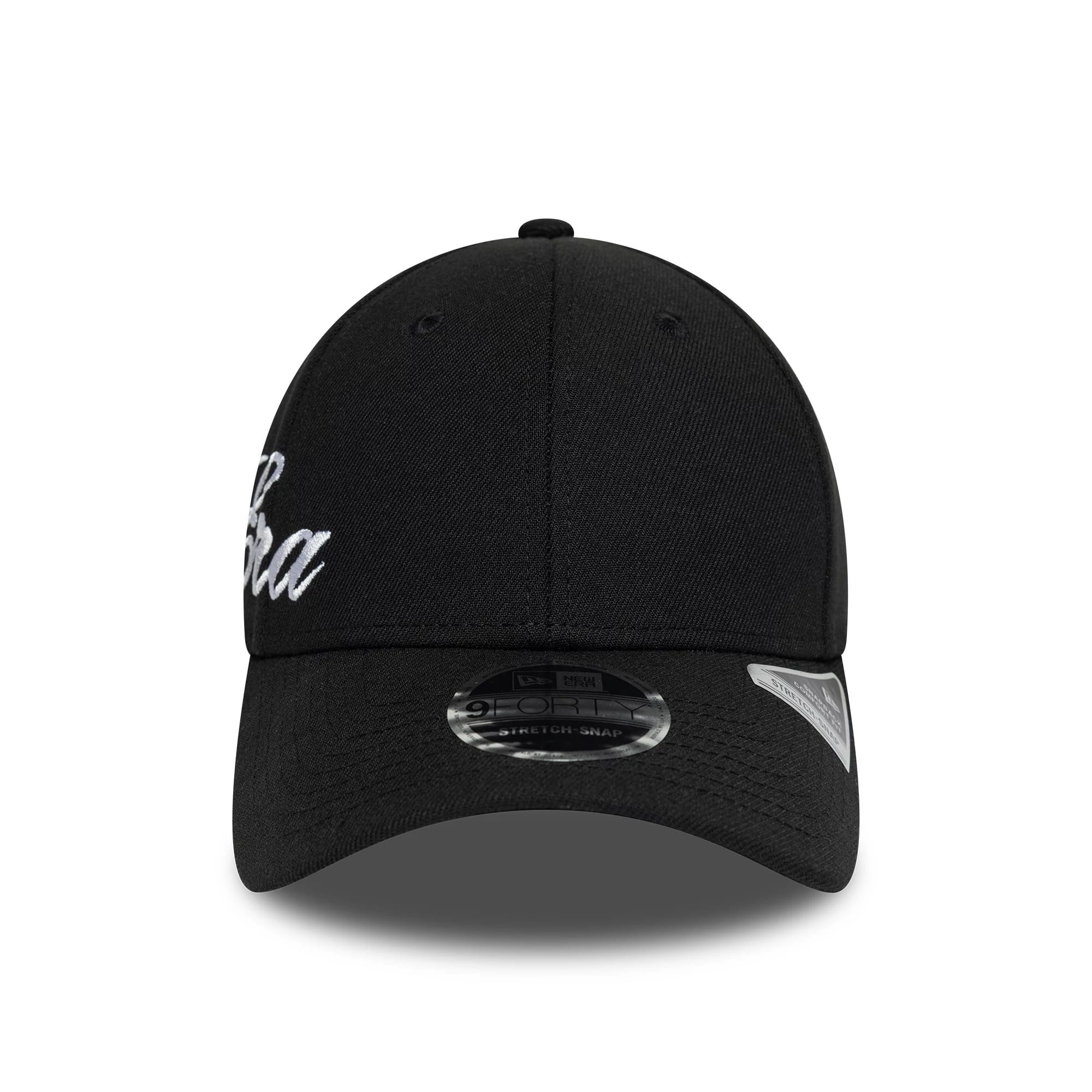 New Era Big Script Black 9FORTY Stretch Snap Adjustable Cap