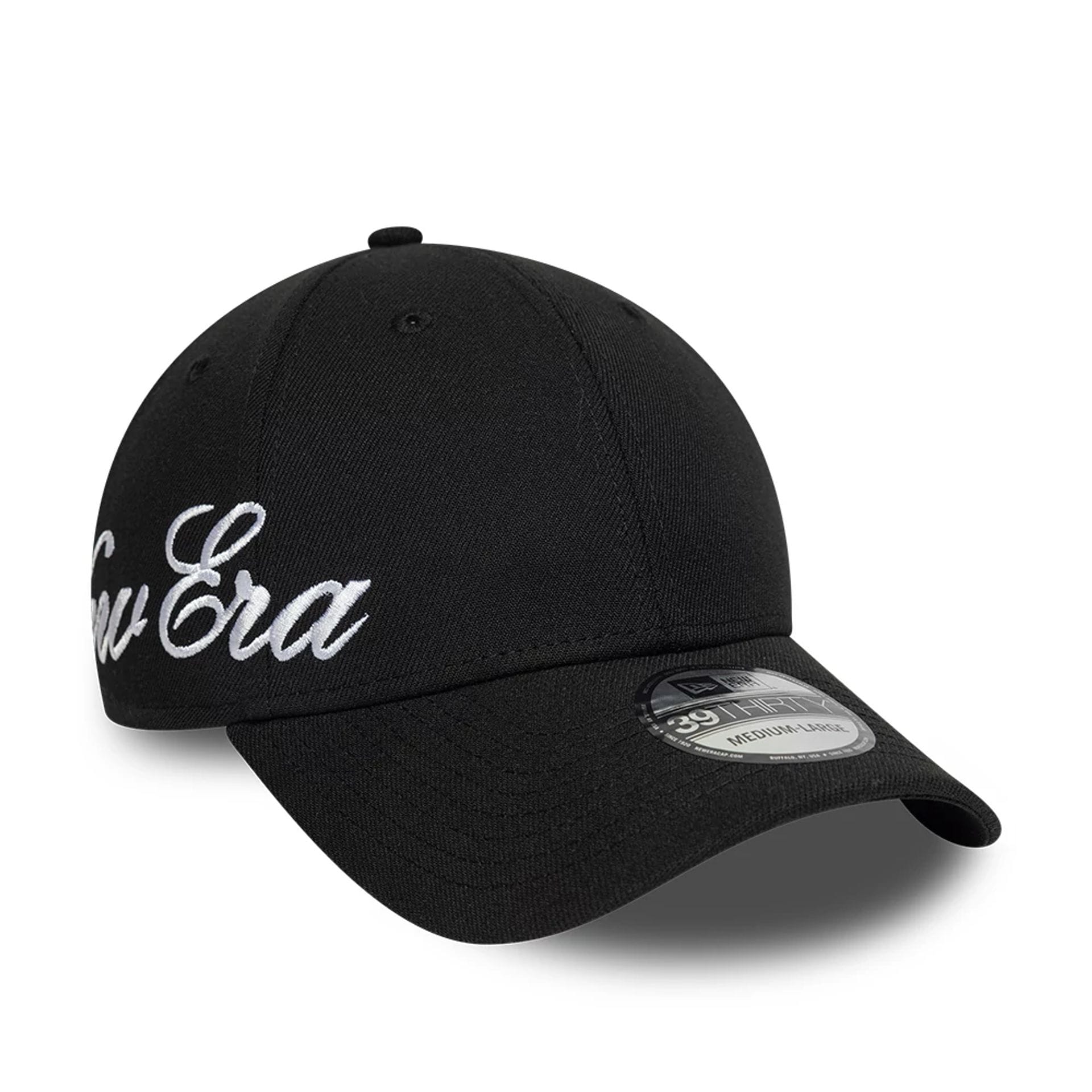 New Era Big Script Black 39THIRTY Stretch Fit Cap