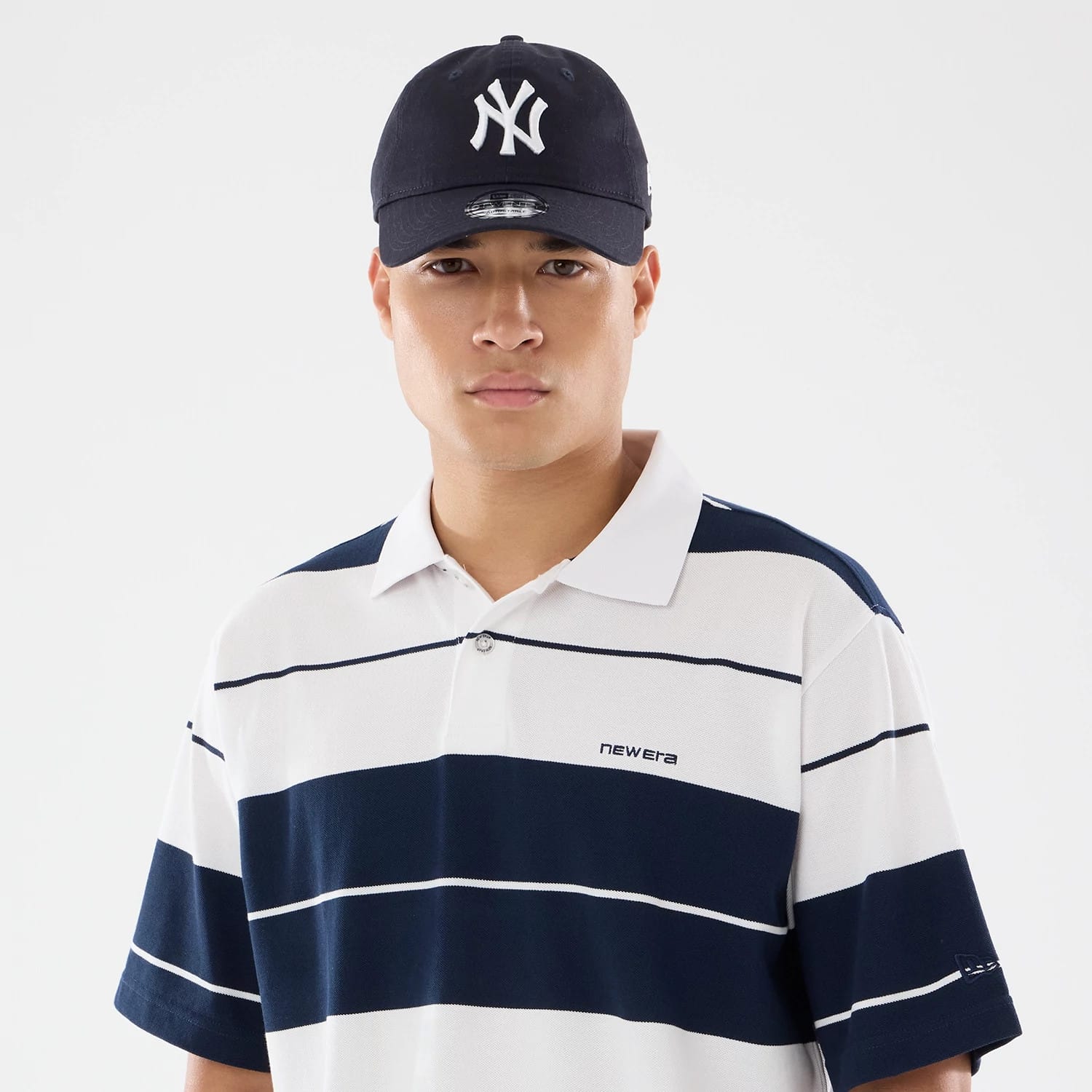 New Era Stripe White Polo T-Shirt