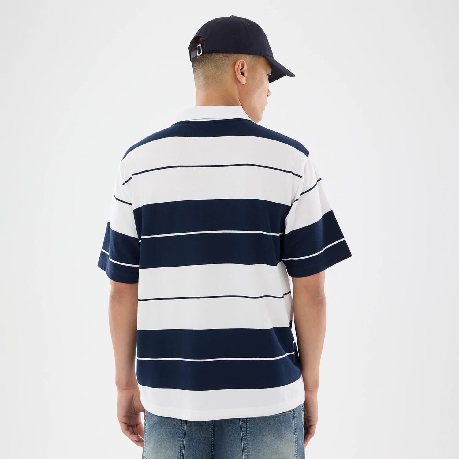 New Era Stripe White Polo T-Shirt