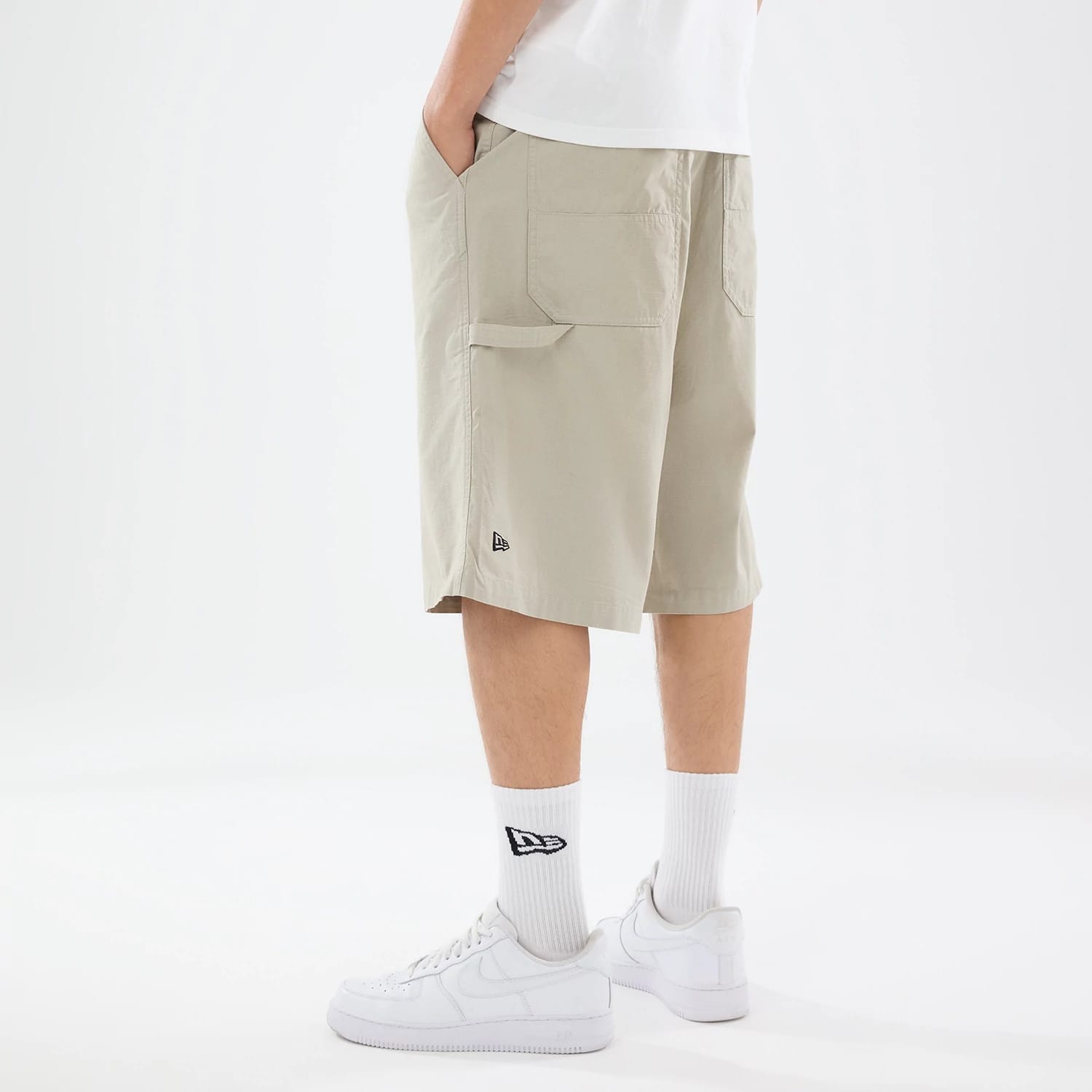 New Era Canvas Beige Bermuda Shorts