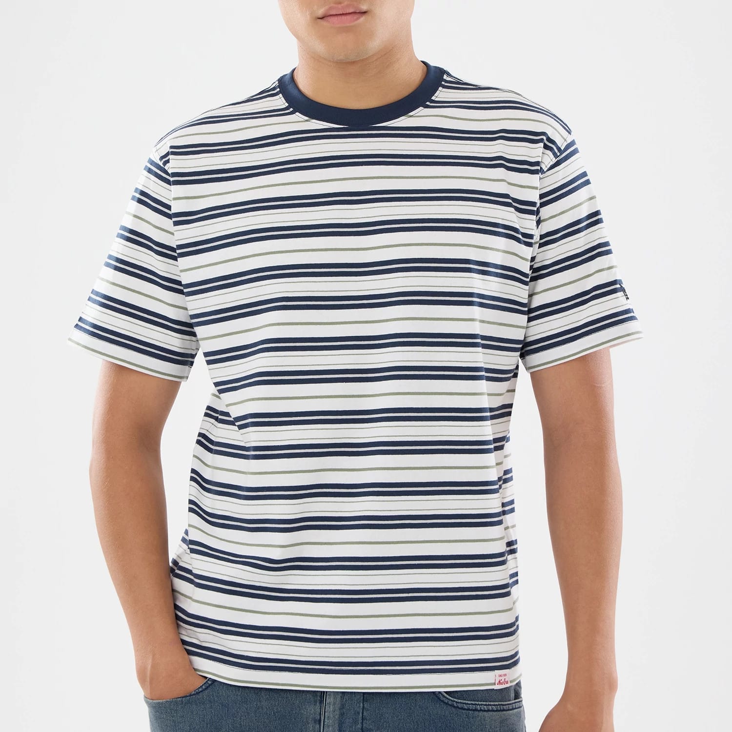 New Era Boarder Stripe White T-Shirt