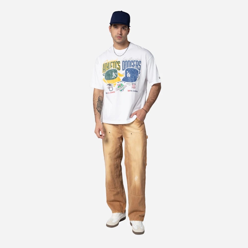 Oakland Athletics VS LA Dodgers MLB Dueling Logos Sport Classic White T-Shirt