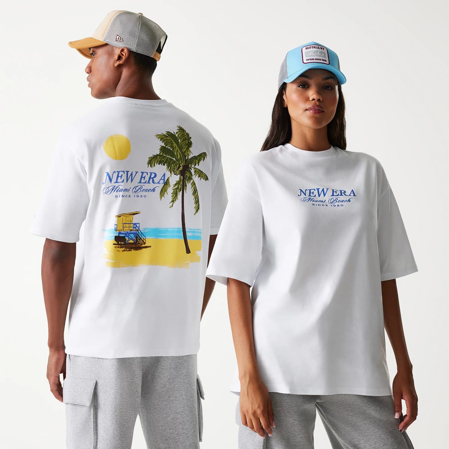 New Era Vacation Graphic White Oversized T-Shirt