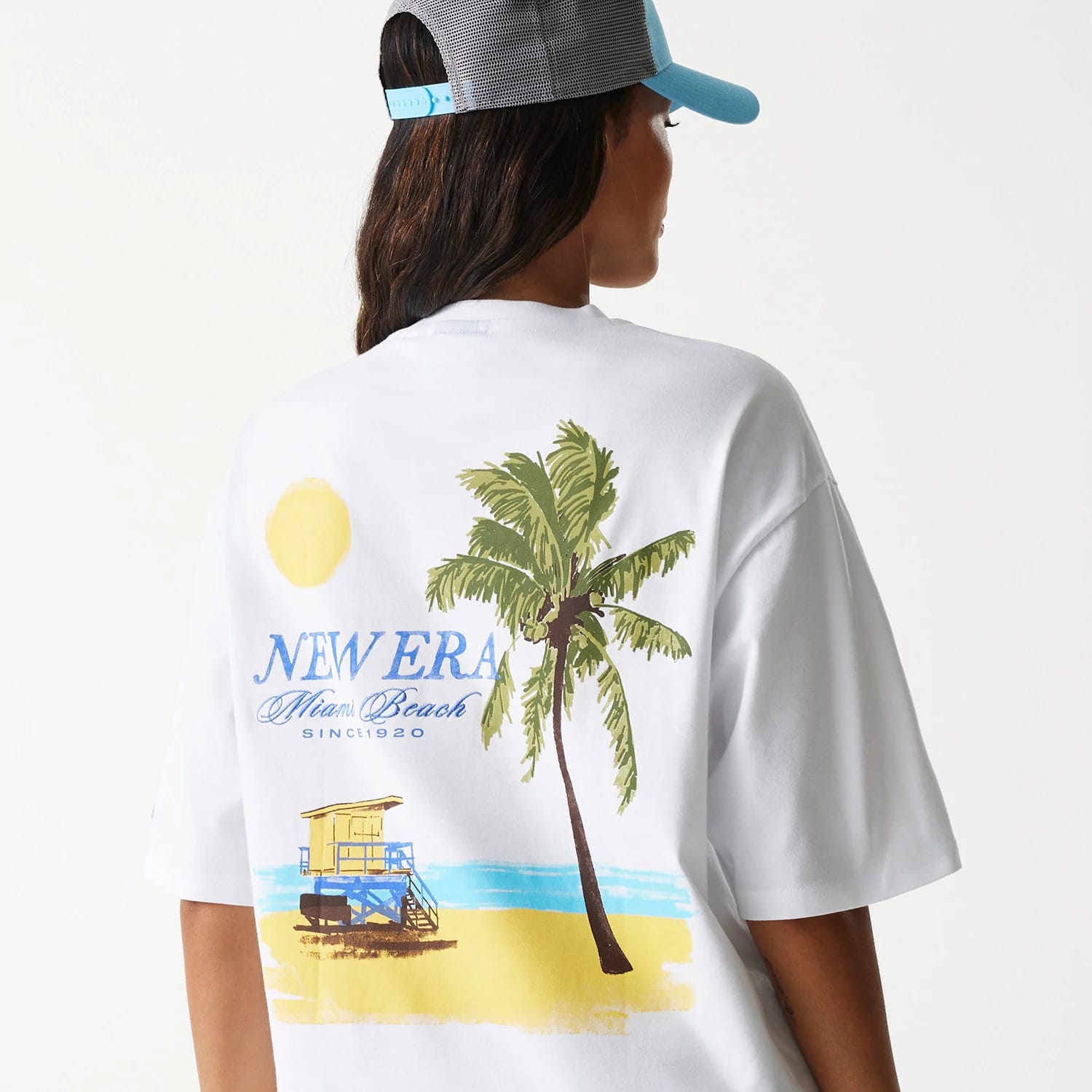 New Era Vacation Graphic White Oversized T-Shirt