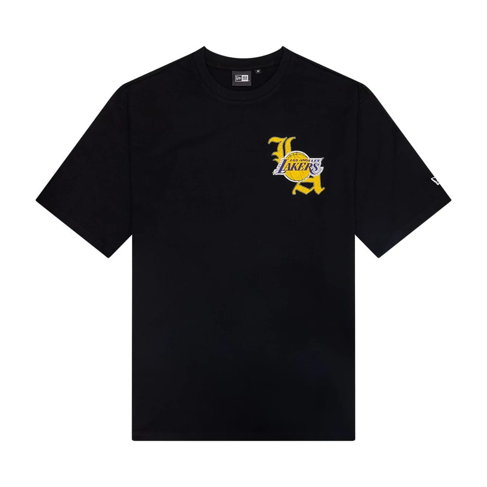 LA Lakers NBA Font Graphic Black Oversized T-Shirt