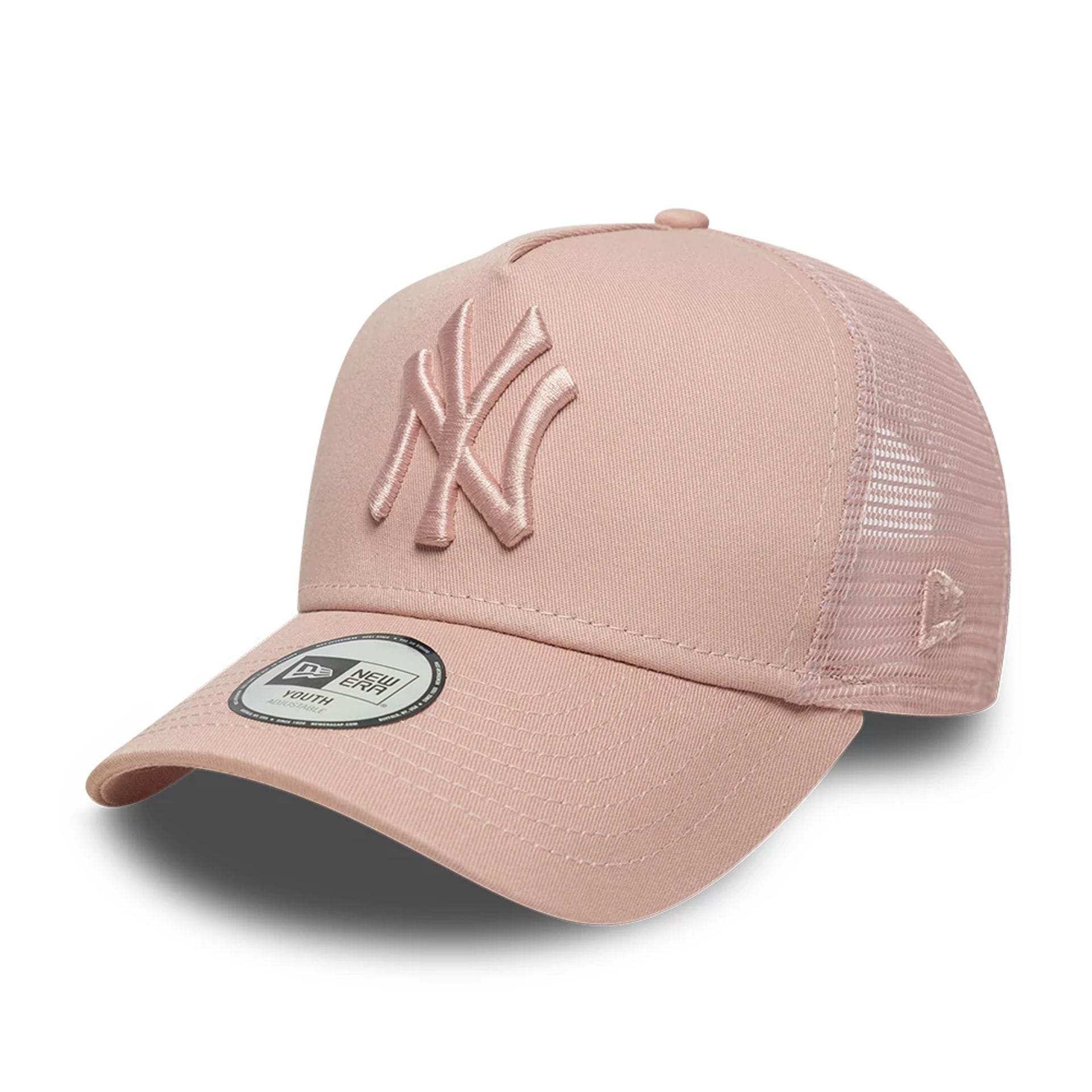 New York Yankees Youth MLB League Essential Pastel Pink 9FORTY A-Frame Trucker Adjustable Cap