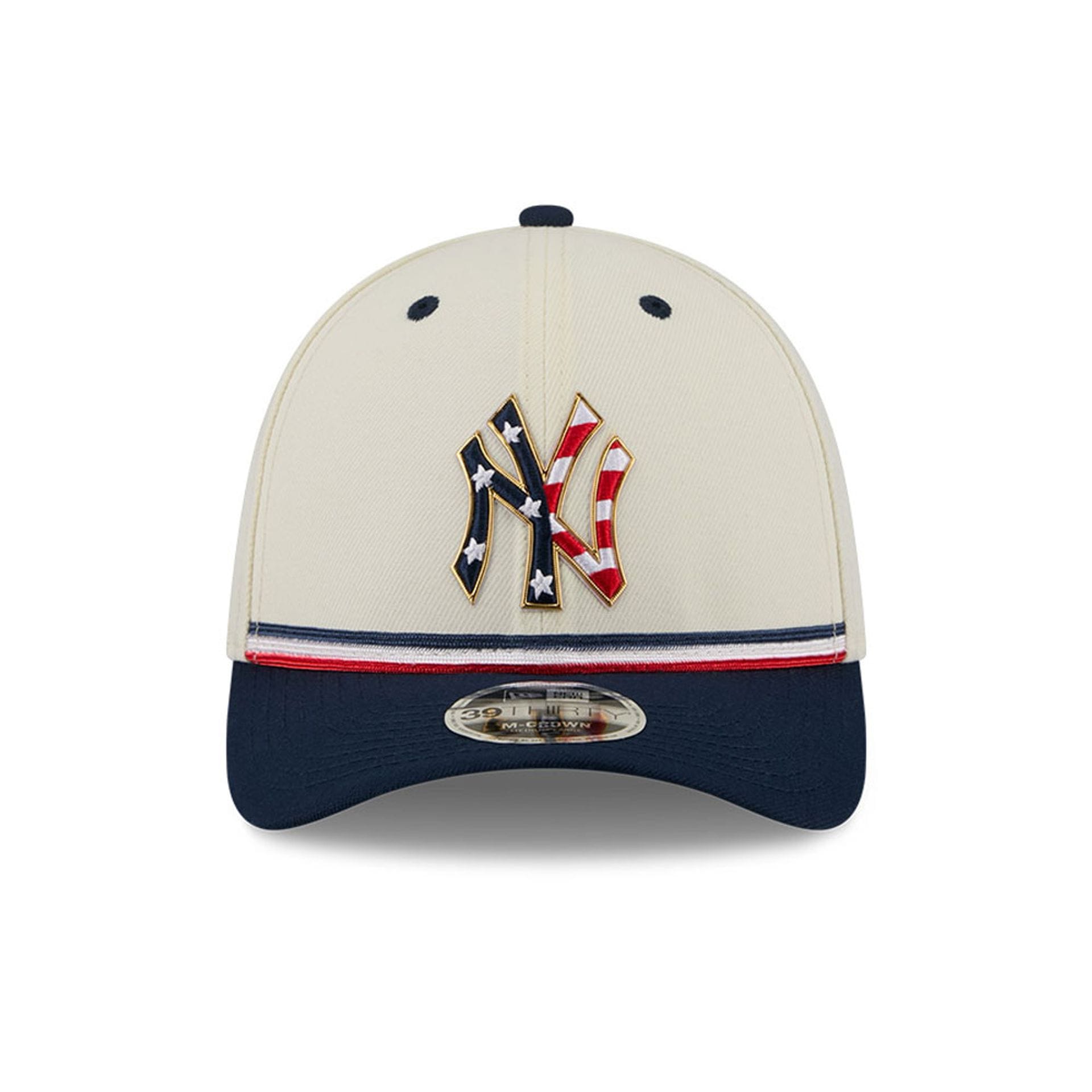 Yankees MLB 4th Of July 2026 Cream 39THIRTY M-Crown Stretch Fit Cap