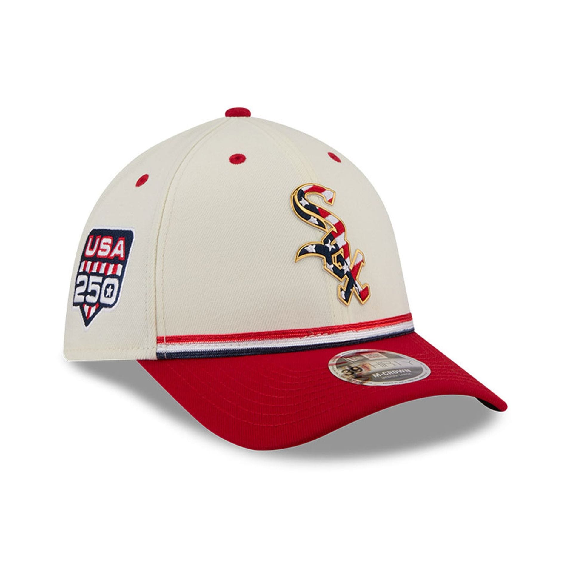 White Sox MLB 4th Of July 2026 Cream 39THIRTY M-Crown Stretch Fit Cap