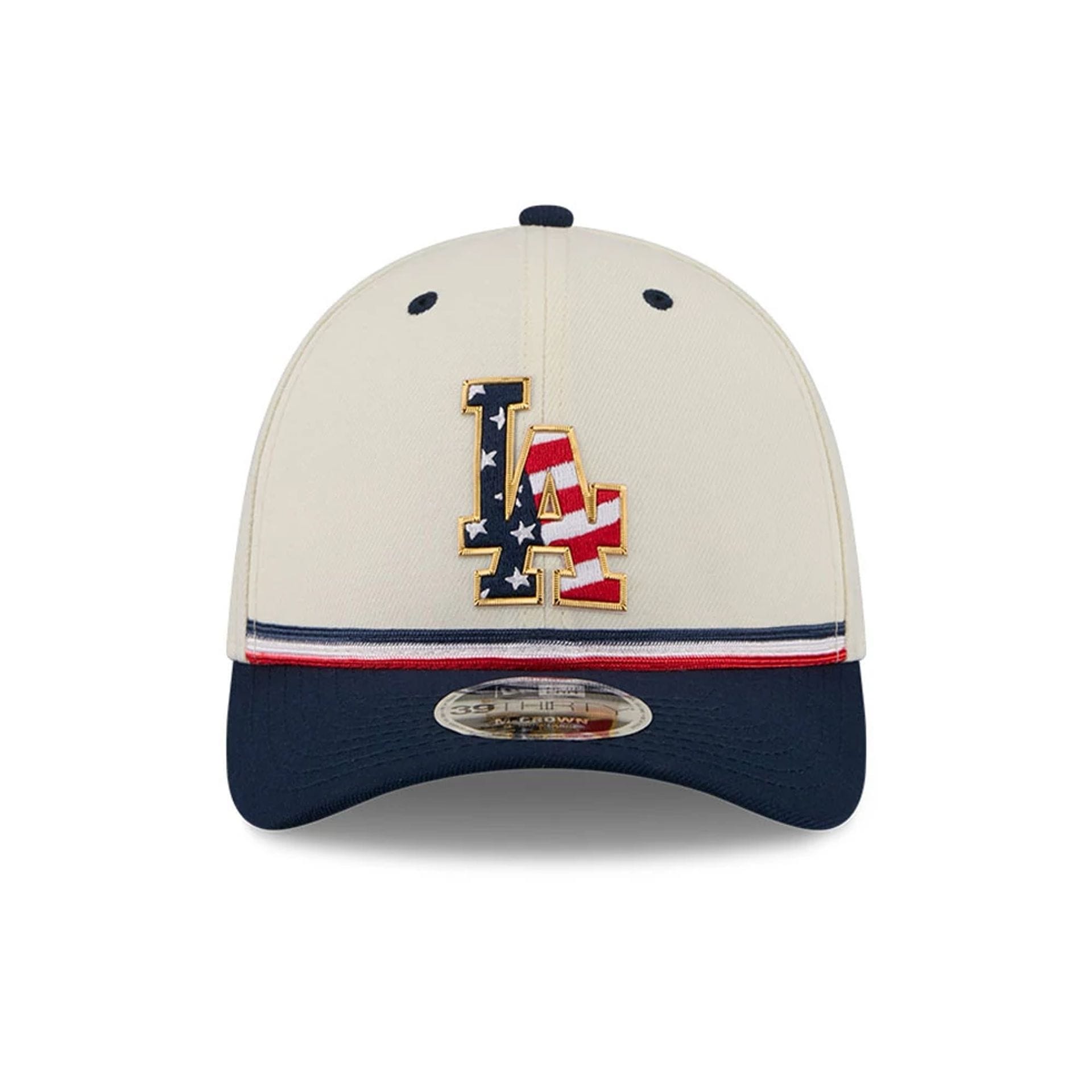 Dodgers MLB 4th Of July 2026 Cream 39THIRTY M-Crown Stretch Fit Cap