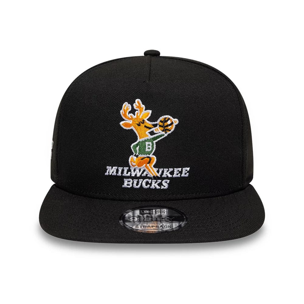 Bucks NBA Hardwood Classic Black 9FIFTY A-Frame Snapback Adjustable Cap