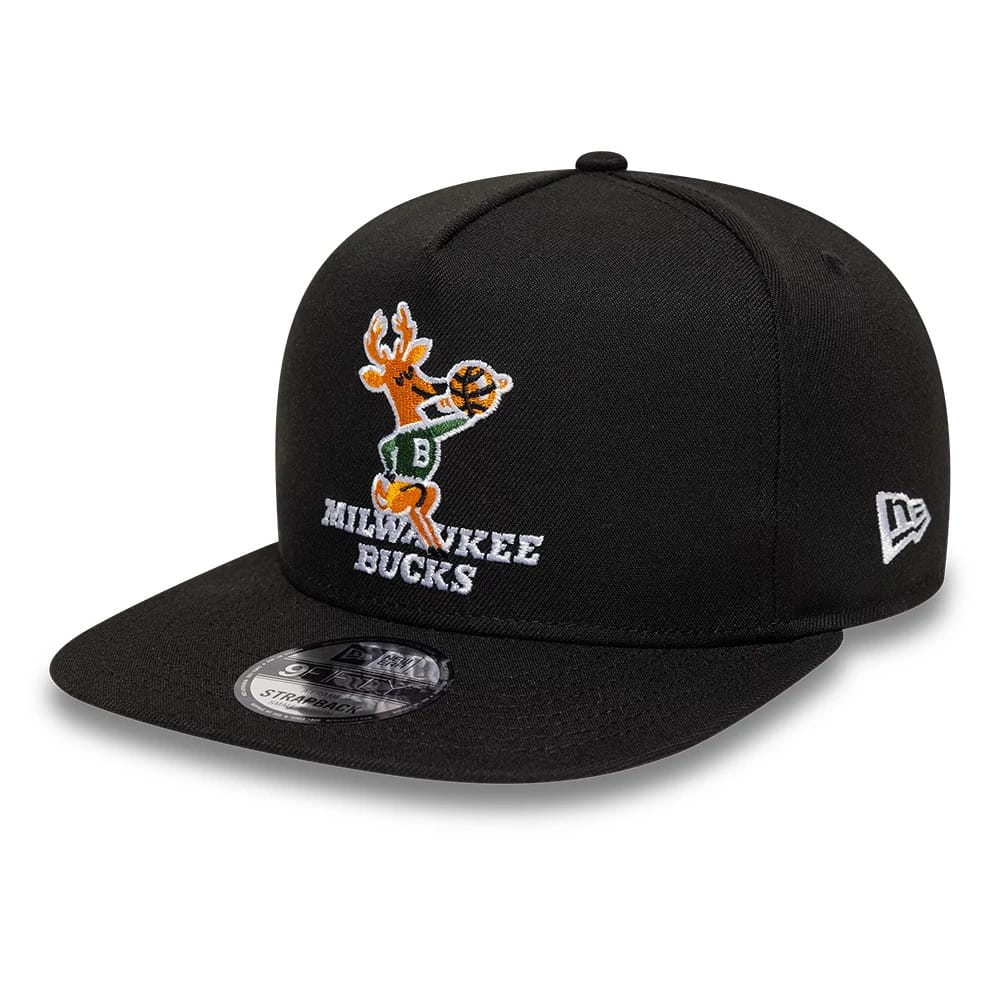 Bucks NBA Hardwood Classic Black 9FIFTY A-Frame Snapback Adjustable Cap