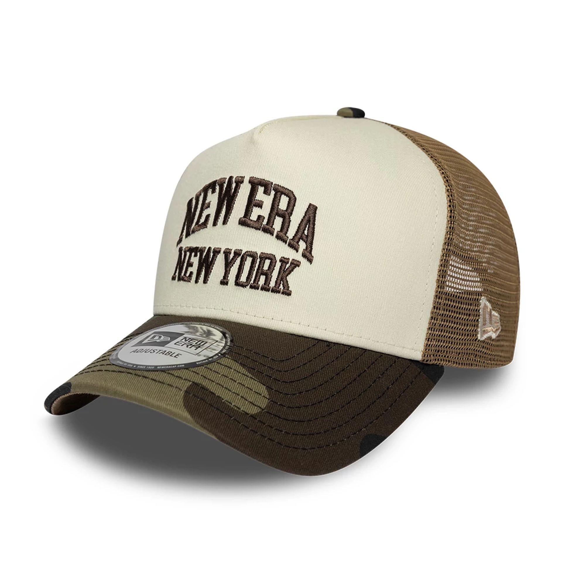 New Era Collegiate Beige 9FORTY A-Frame Trucker Adjustable Cap