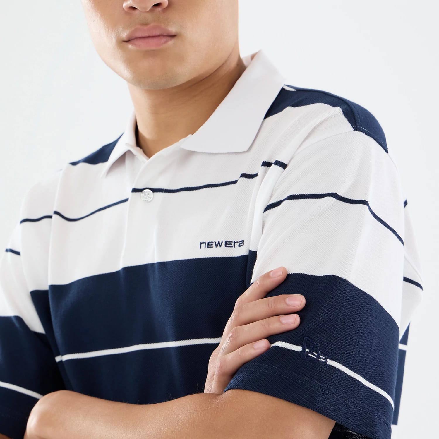 New Era Stripe White Polo T-Shirt