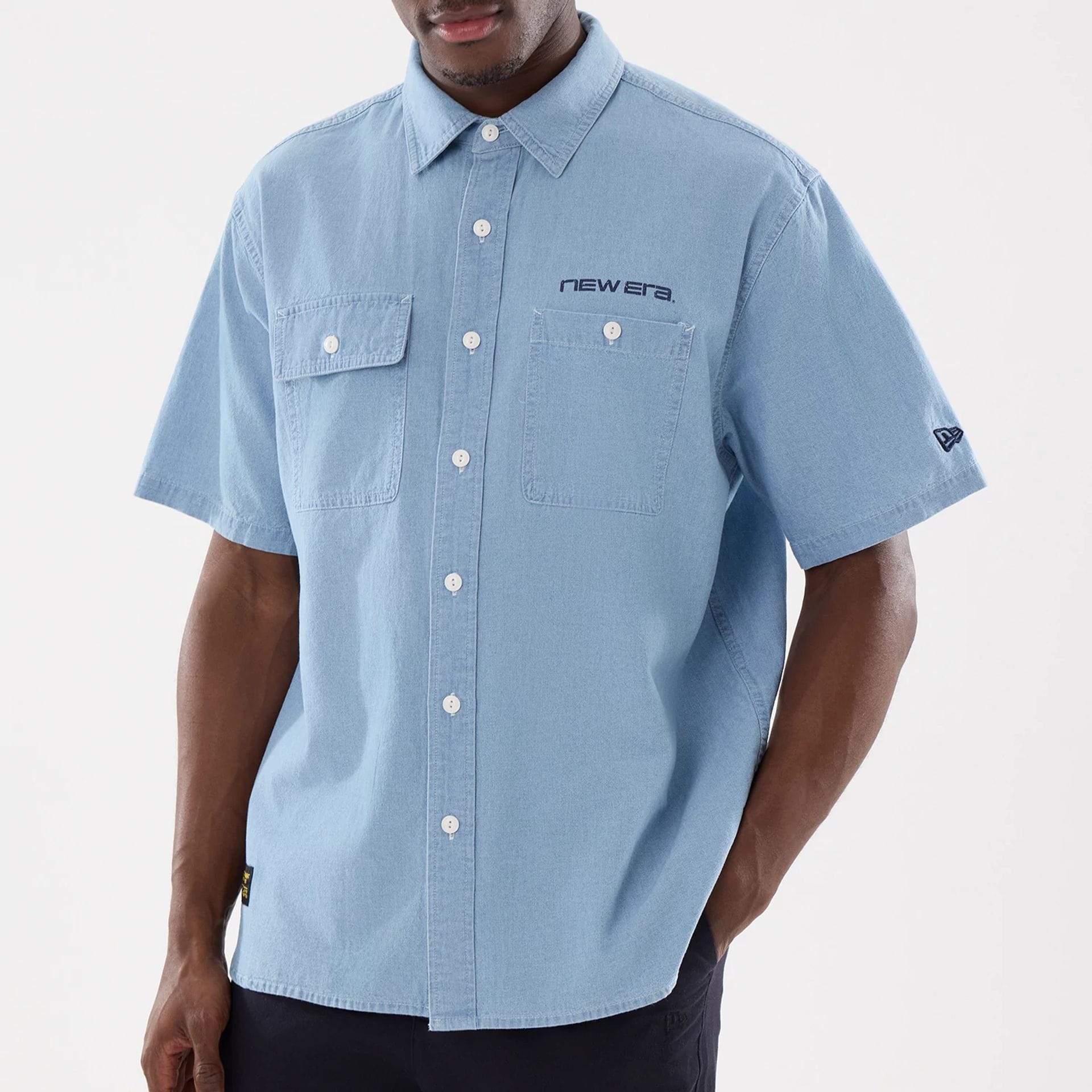 New Era Originators Chambray Bright Blue Short Sleeve Shirt
