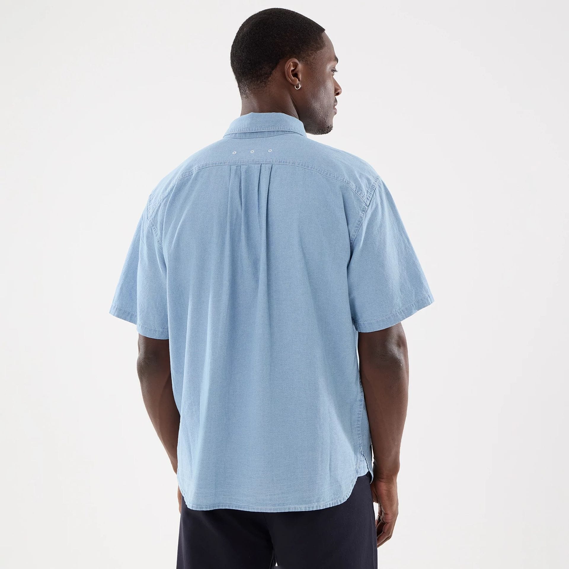 New Era Originators Chambray Bright Blue Short Sleeve Shirt