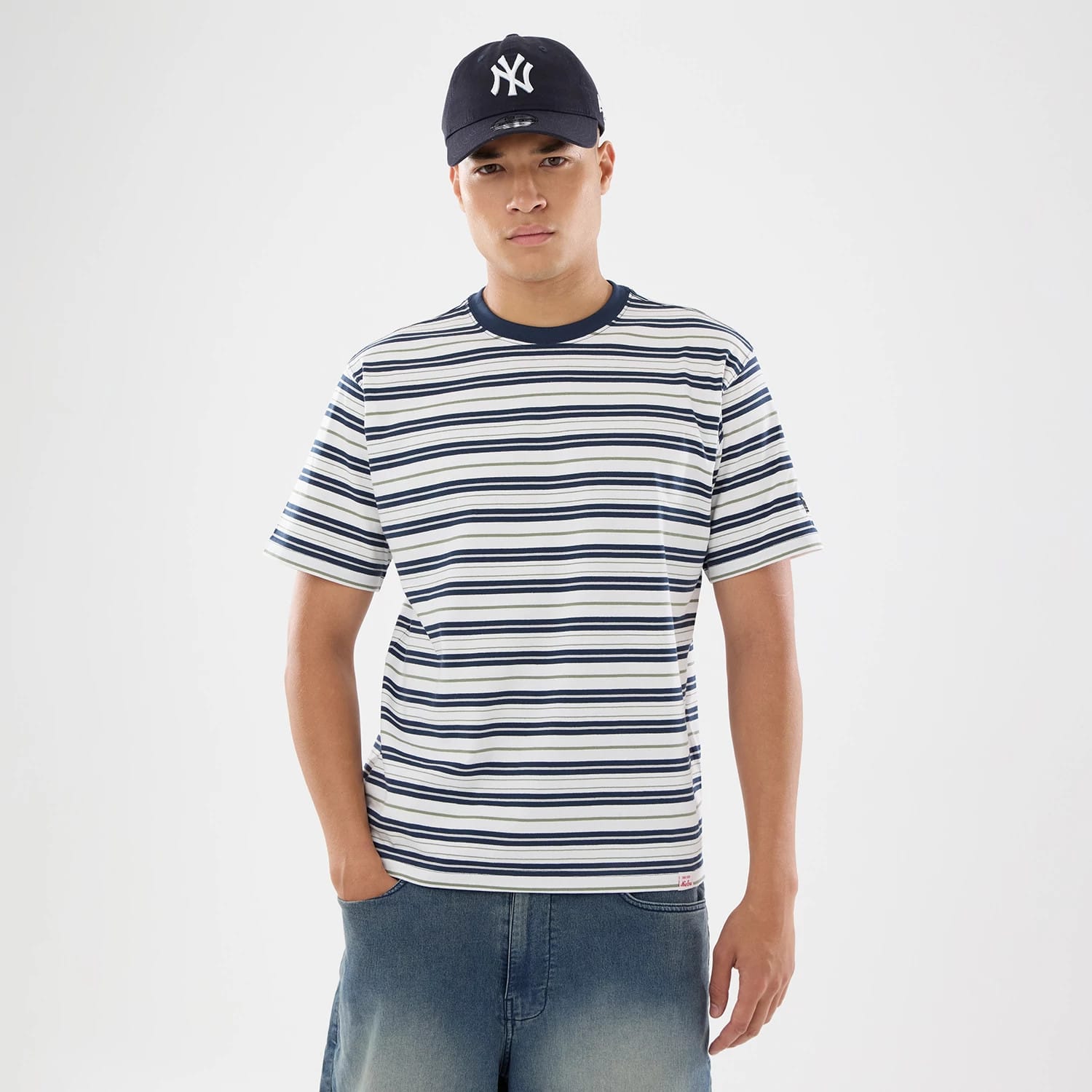 New Era Boarder Stripe White T-Shirt