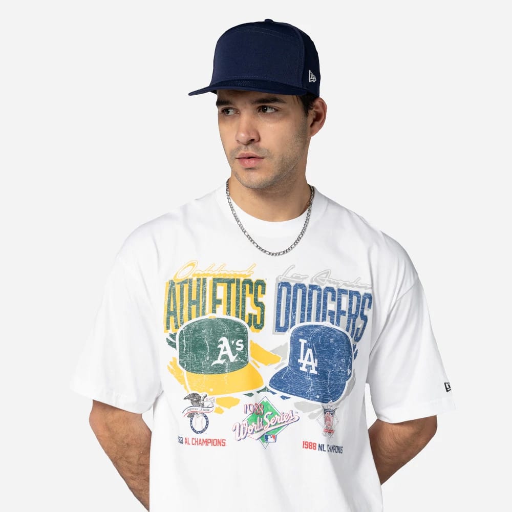 Oakland Athletics VS LA Dodgers MLB Dueling Logos Sport Classic White T-Shirt