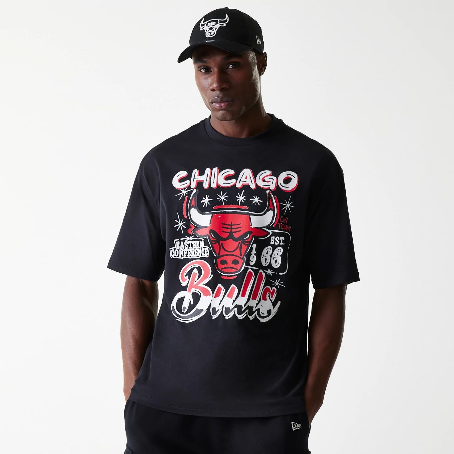 Chicago Bulls NBA Graphic Black Oversized T-Shirt
