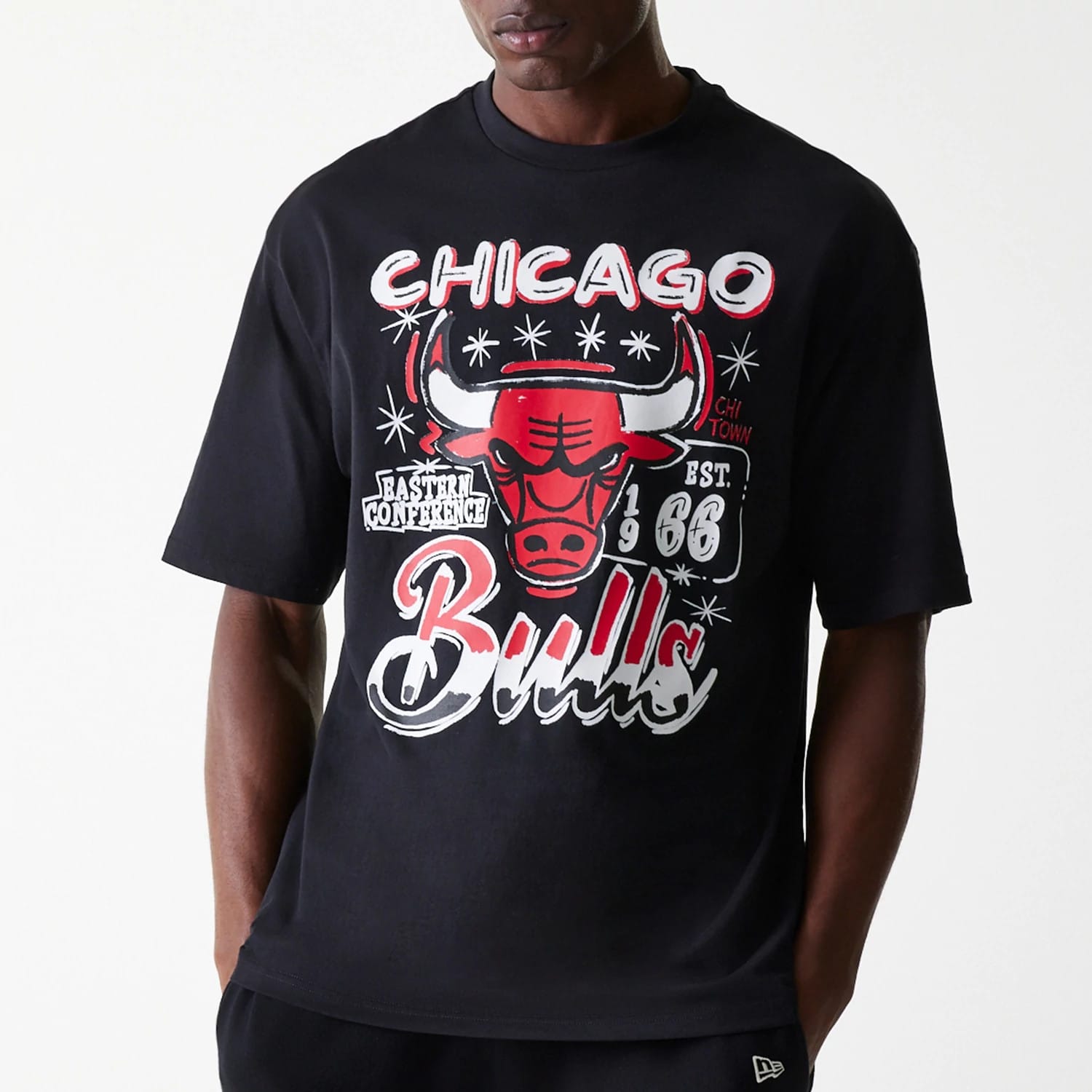Chicago Bulls NBA Graphic Black Oversized T-Shirt