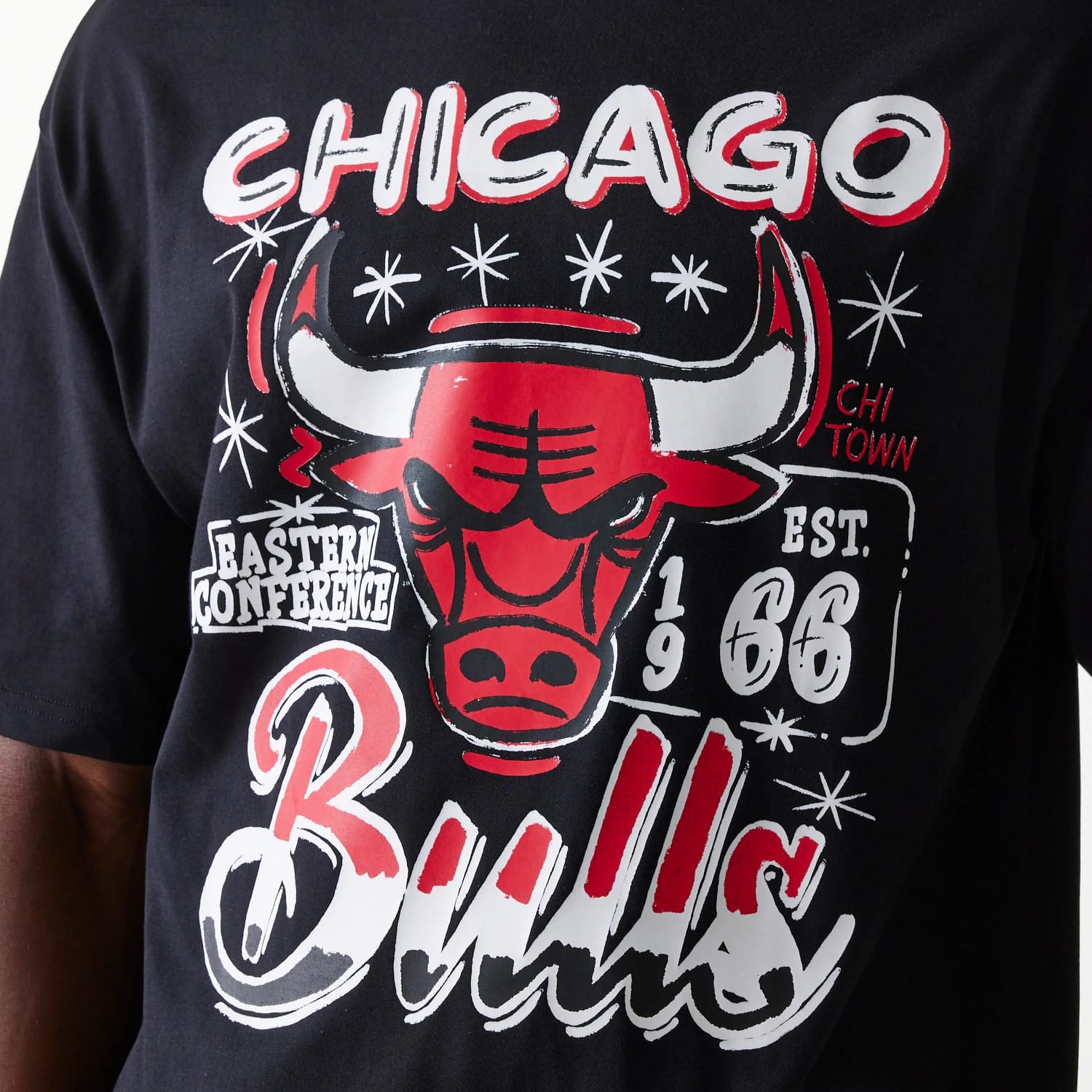 Chicago Bulls NBA Graphic Black Oversized T-Shirt