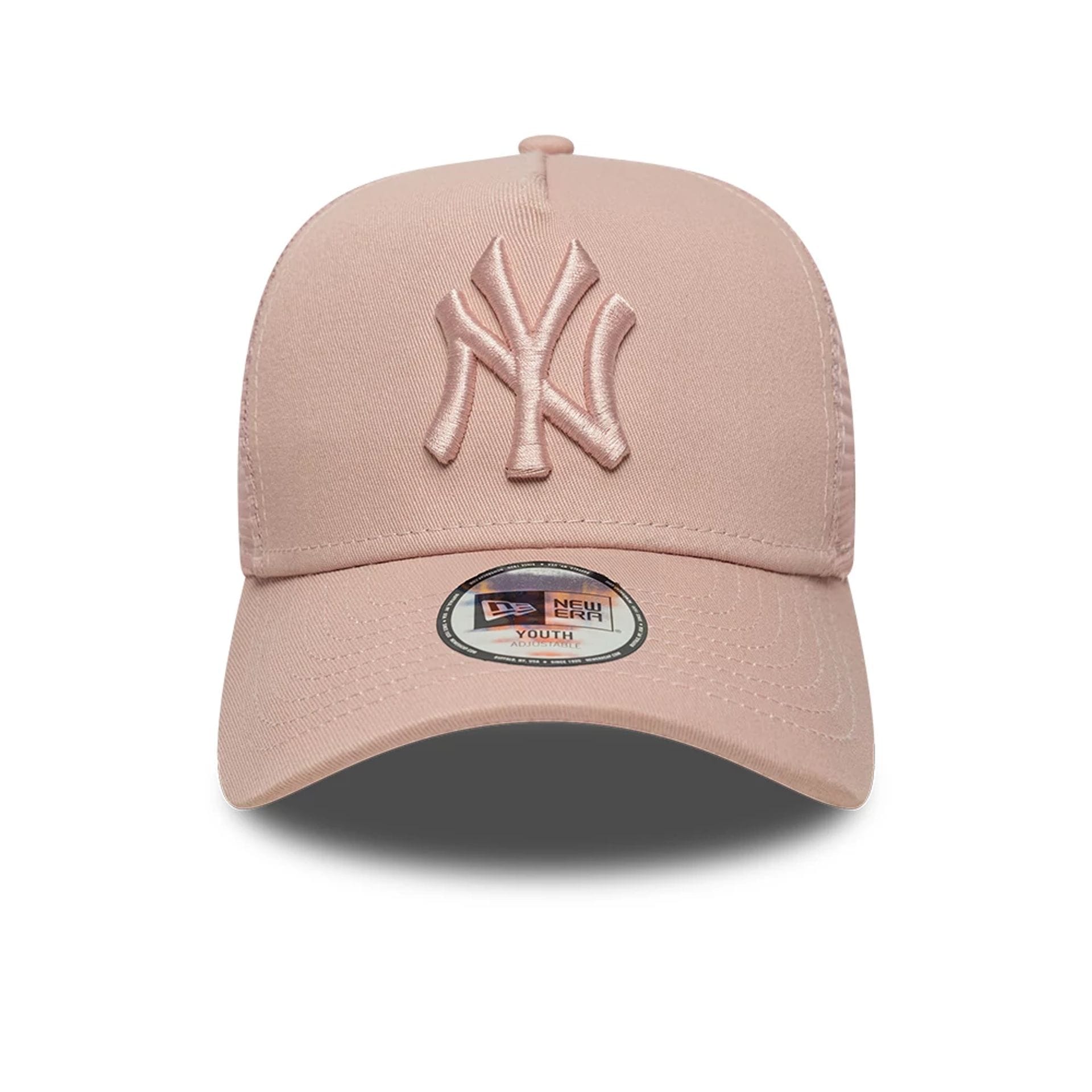 New York Yankees Youth MLB League Essential Pastel Pink 9FORTY A-Frame Trucker Adjustable Cap
