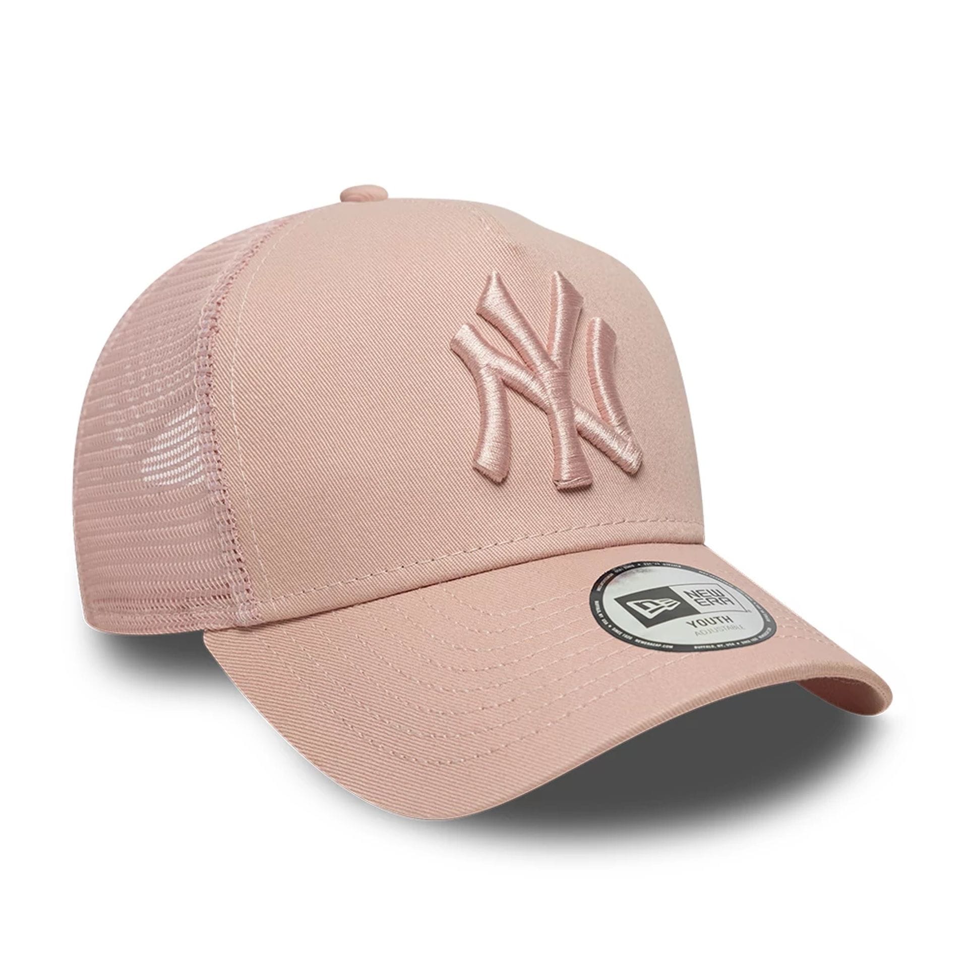 New York Yankees Youth MLB League Essential Pastel Pink 9FORTY A-Frame Trucker Adjustable Cap