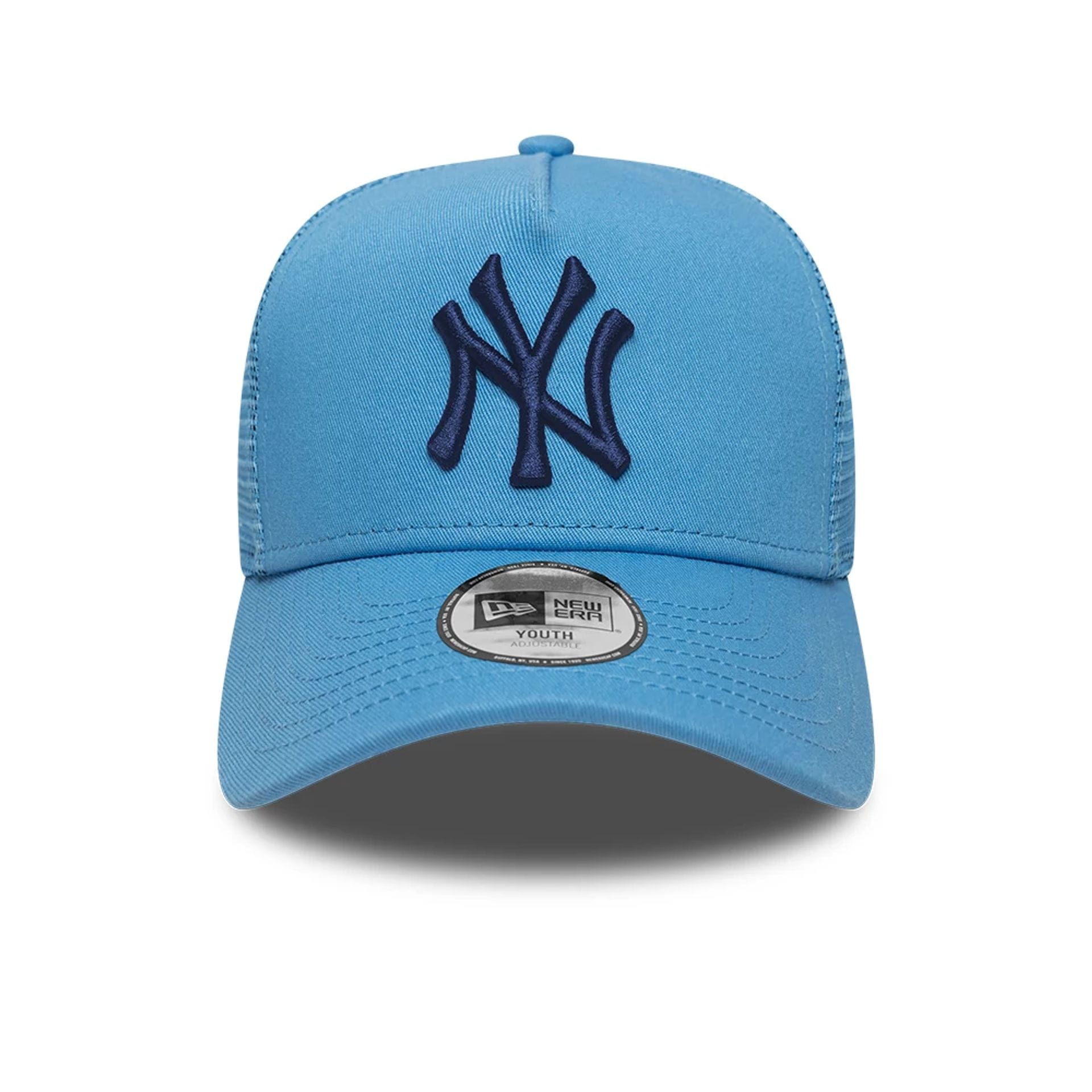 New York Yankees Youth MLB League Essential Pastel Blue 9FORTY A-Frame Trucker Adjustable Cap