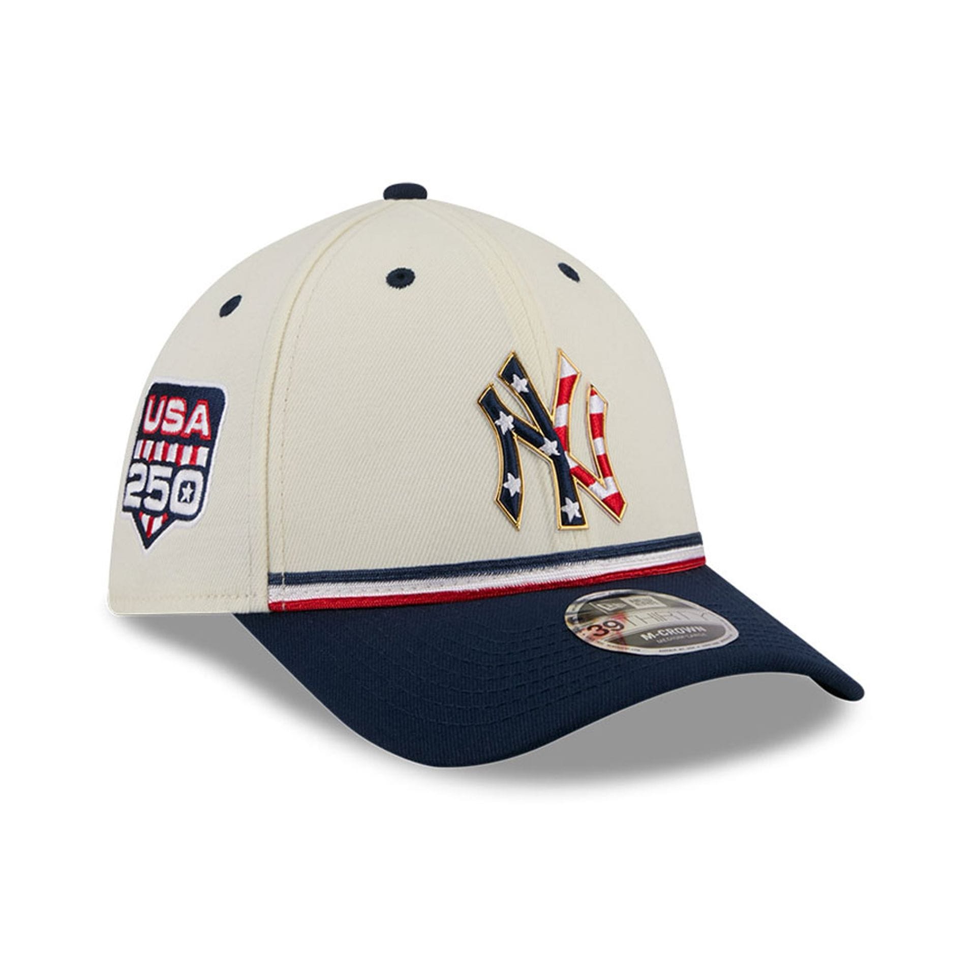 Yankees MLB 4th Of July 2026 Cream 39THIRTY M-Crown Stretch Fit Cap