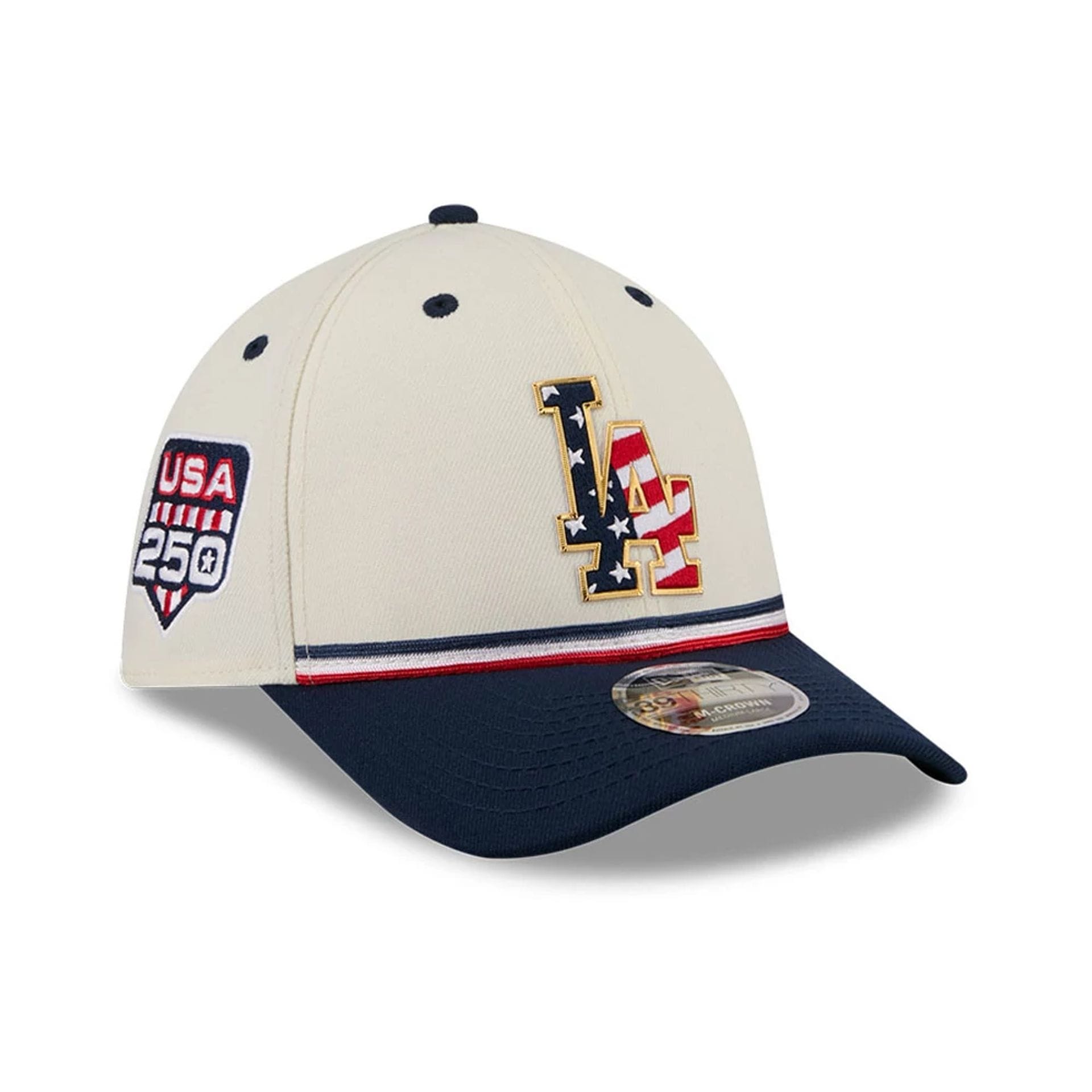 Dodgers MLB 4th Of July 2026 Cream 39THIRTY M-Crown Stretch Fit Cap