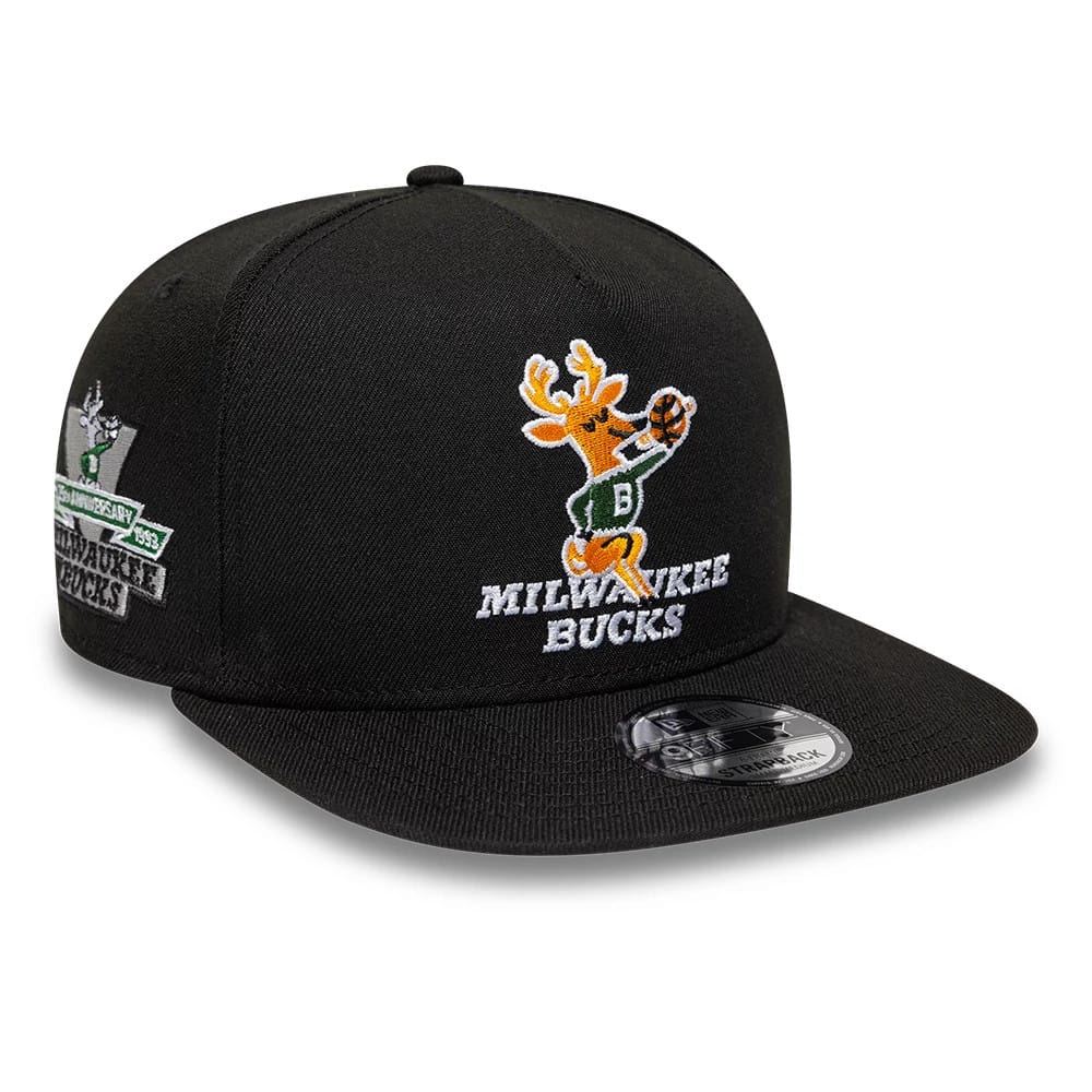 Bucks NBA Hardwood Classic Black 9FIFTY A-Frame Snapback Adjustable Cap