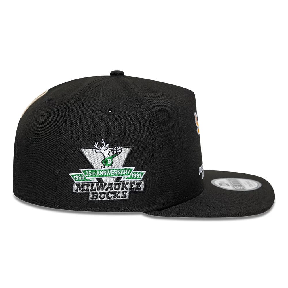 Bucks NBA Hardwood Classic Black 9FIFTY A-Frame Snapback Adjustable Cap