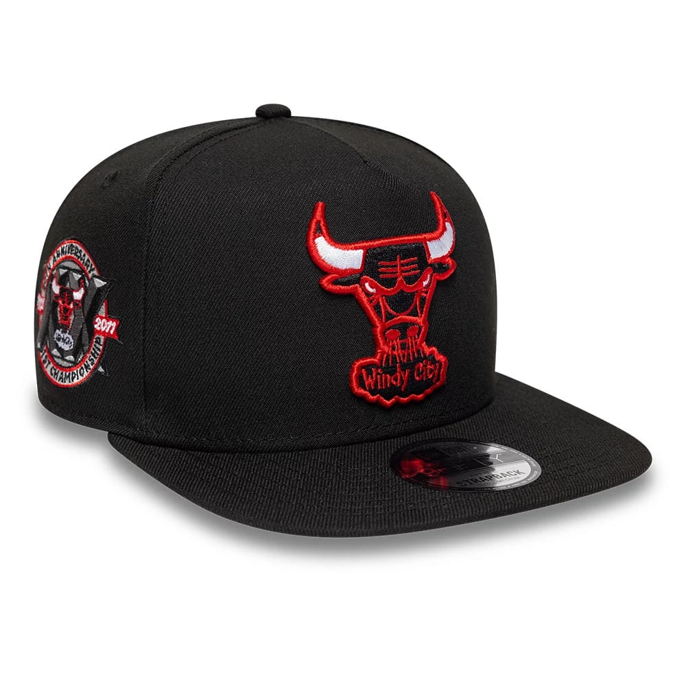 Chicago Bulls NBA Hardwood Classic Black 9FIFTY A-Frame Snapback Adjustable Cap